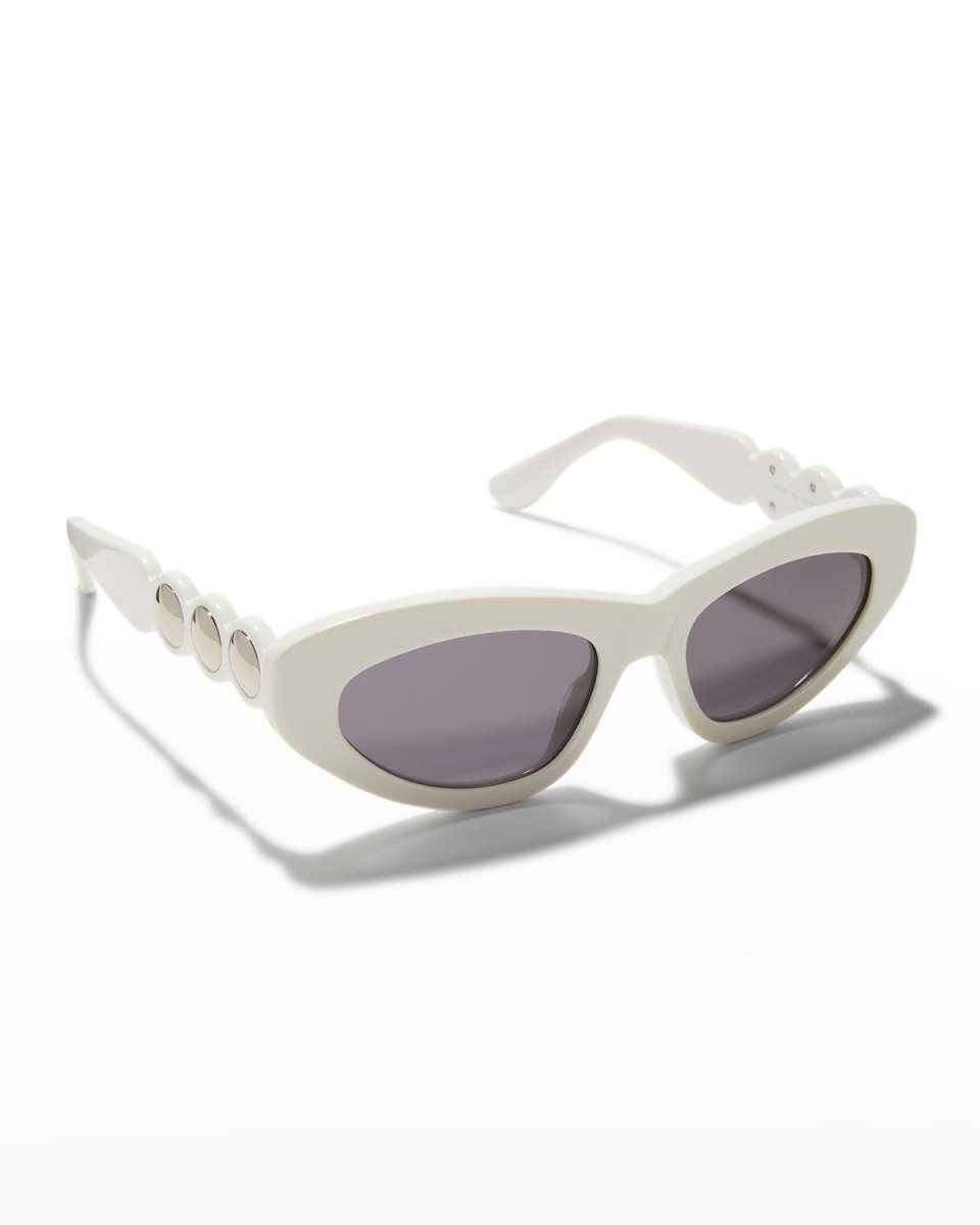 Scallop Stud Metal & Acetate Cat-Eye Sunglasses